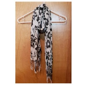 Black and White Floral Scarf
